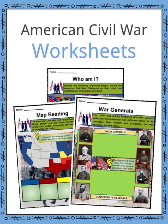 Students exploring daily life in the Civil War era through a worksheet