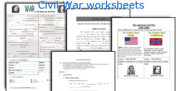 Fourth grade geography worksheet covering the historical impact of the American Civil War