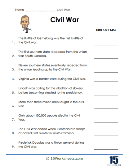 Civil War educational summary worksheet for history students image eight Student working on a history worksheet titled What Was the Civil War summary sheet