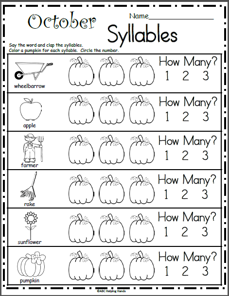 Fun worksheet for clapping syllables of months, designed for first graders. Engaging activity to help kids learn about syllables through clapping.