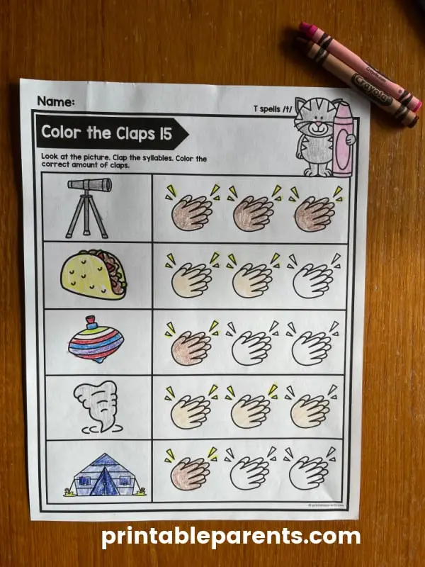 Clapping syllables worksheet for first graders focusing on the months of the year
