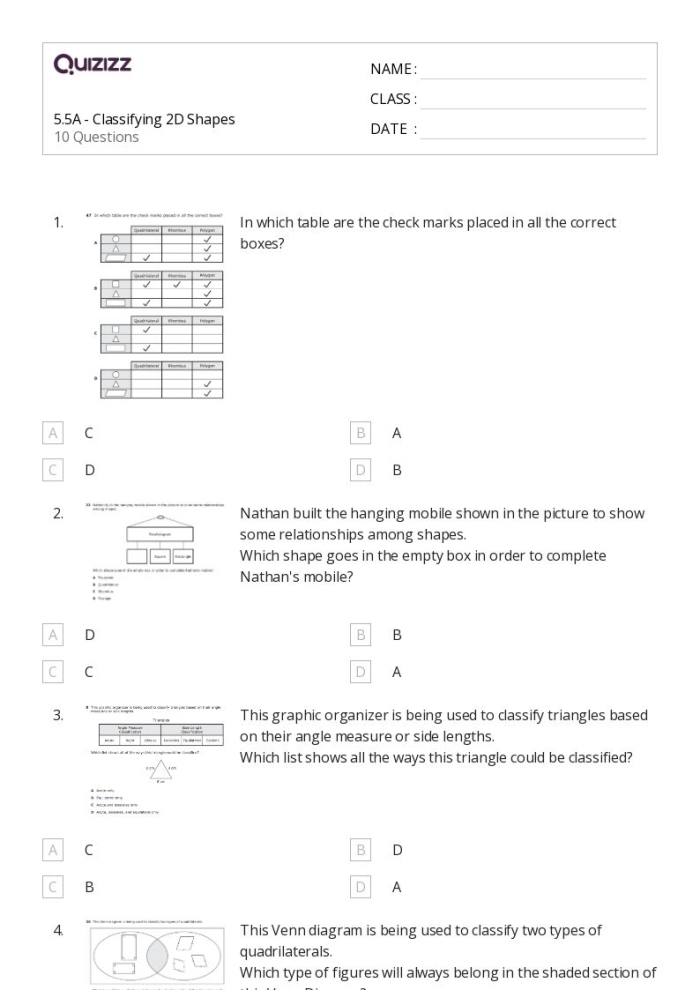 Categorize These Shapes Worksheet 25 Geometry Practice Fifth grade worksheet displaying various 2D shapes for students to classify and categorize