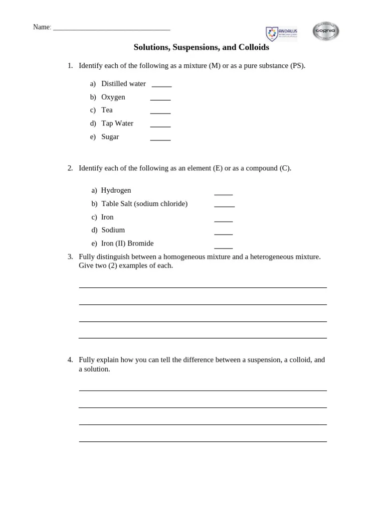 Classifying Matter Using Particle Models Worksheet 15 Sixth grade chemistry worksheet for classifying matter using particle models 15