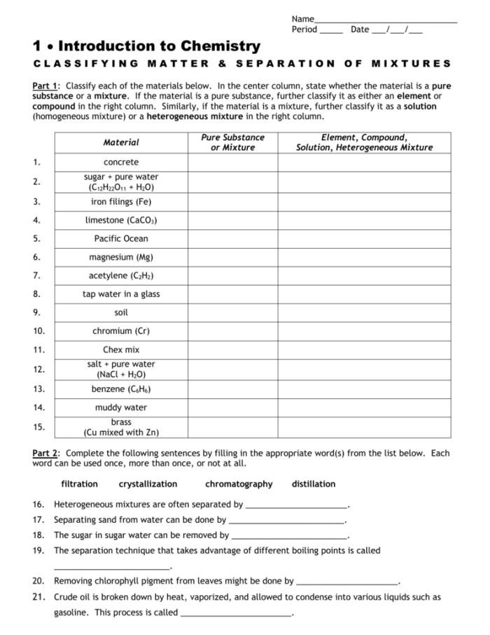 Classifying Matter Using Particle Models 2 Worksheet 16 Sixth grade chemistry worksheet featuring diagrams for classifying matter using particle models