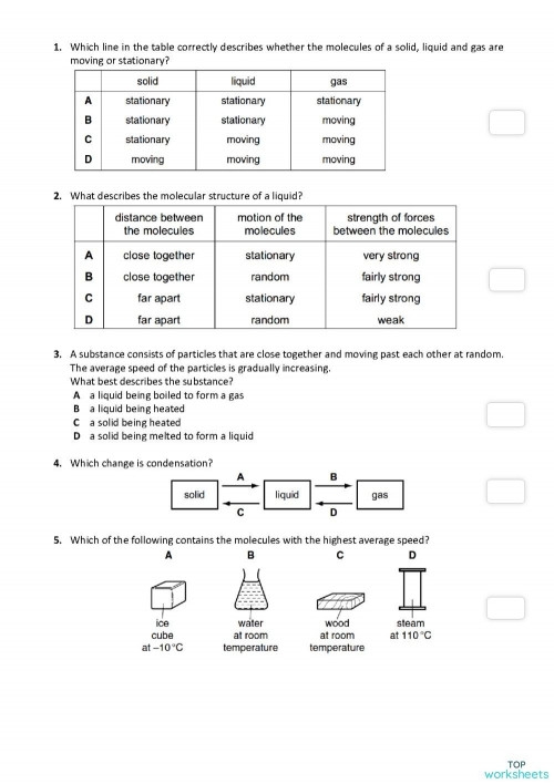 Classifying Matter Using Particle Models Worksheet 2 for Sixth Grade Students Sixth grade chemistry worksheet featuring particle models to help students classify matter