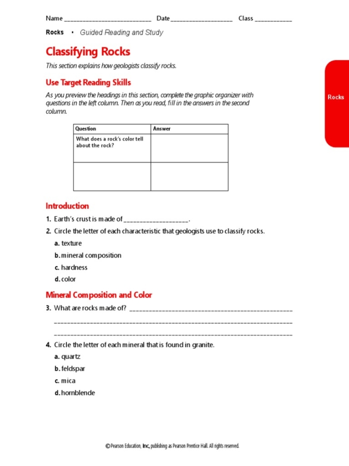 Image 13: Introduction to different types of rocks for classroom learning Classifying Rocks worksheet for third graders showcasing various rock types