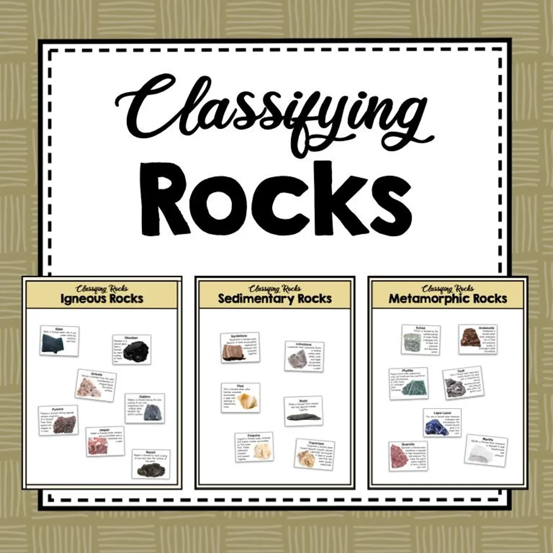 Introduction to rock classification for educational purposes in Grade 3 Classifying Rocks worksheet for third graders showcasing various rock types