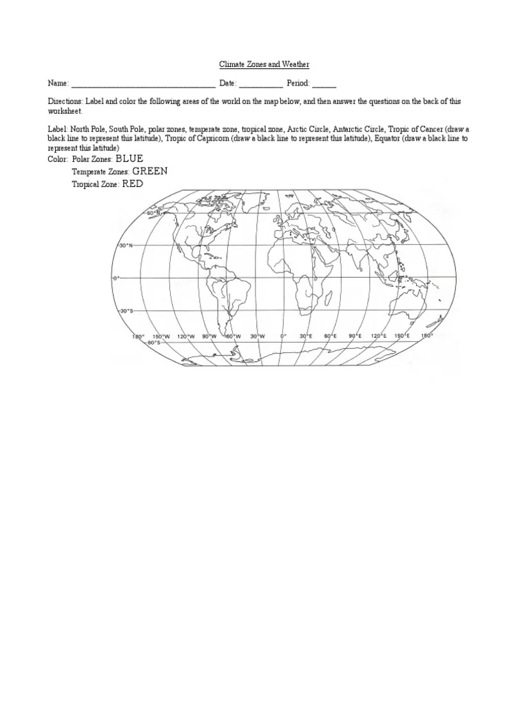 Educational resource for understanding climate maps and their significance in geography Climate Map worksheet highlighting the diverse climates of Africa for fourth graders