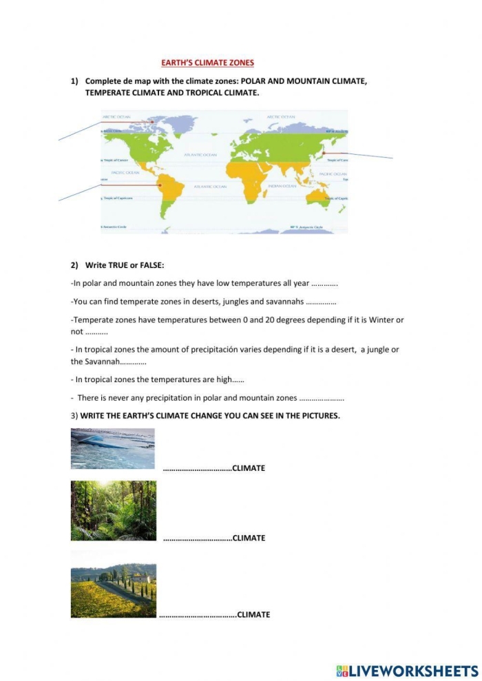 Educational resource for fourth graders on reading climate maps Climate Map worksheet for understanding Africa's climate patterns
