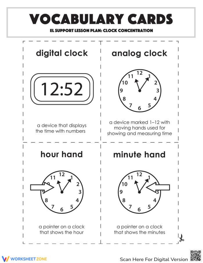 Engaging activity for matching analog and digital clocks to enhance time-telling skills Clock Concentration Game worksheet for first graders focusing on time recognition