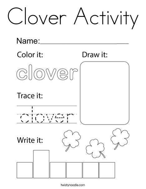 Pre-K St. Patricks Day coloring worksheet with a festive hat overflowing with clovers