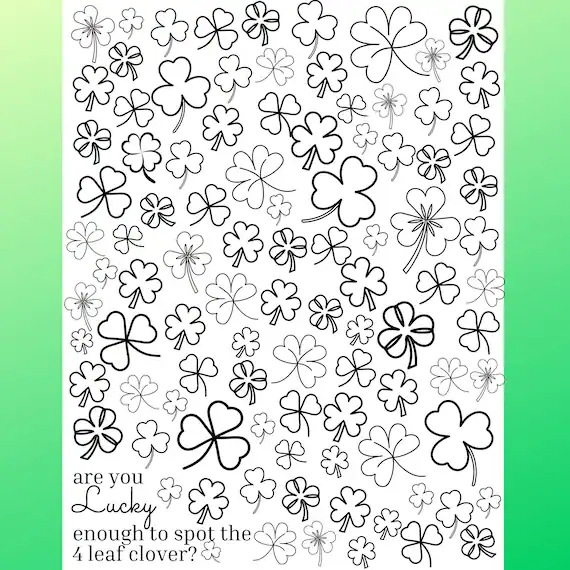 Clover coloring page worksheet for Pre-K featuring a leprechaun hat filled with shamrocks