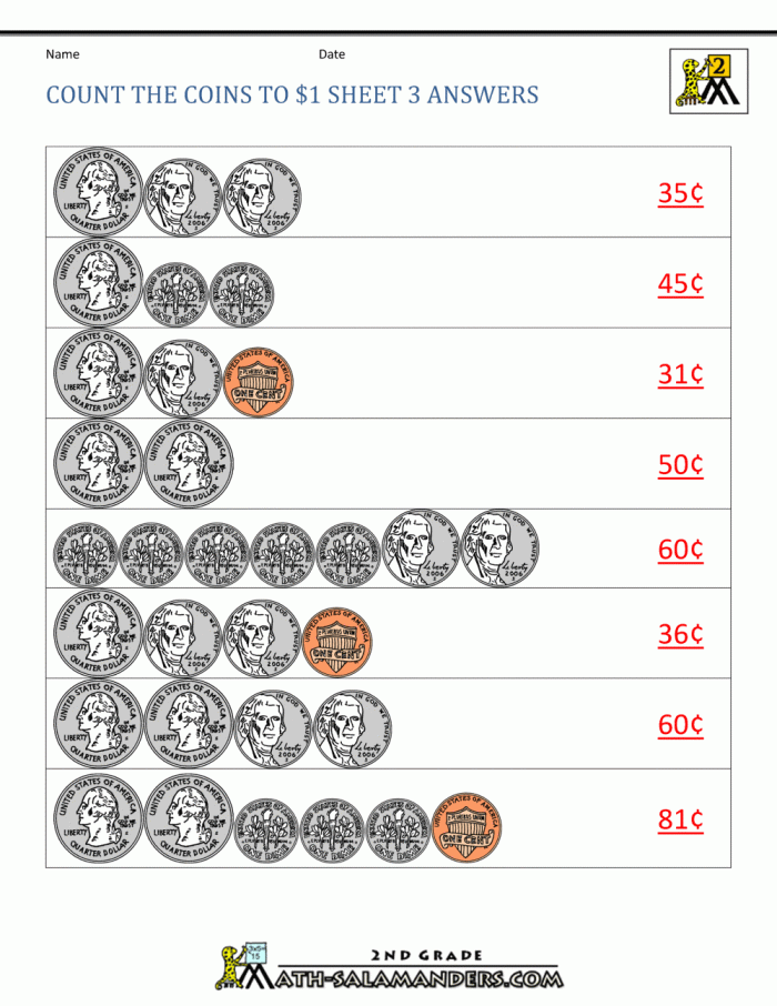 Engaging Coin Challenge: What's the Change? worksheet for geometry skills Worksheet for second graders to practice counting and making change with coins