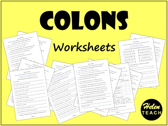 Seventh grade student completing a colon usage worksheet for math and language arts practice