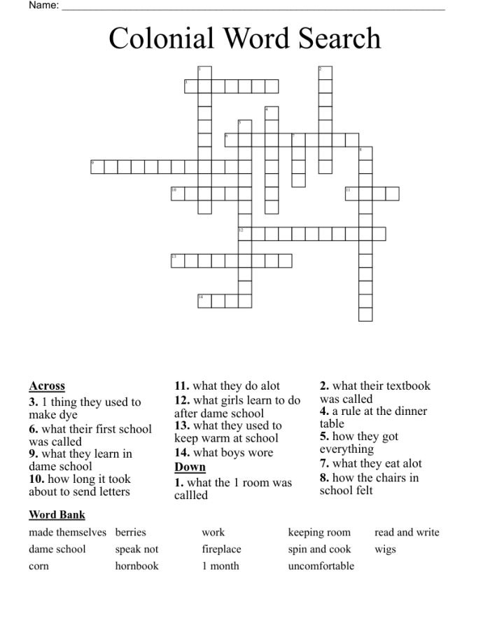 Fifth grade students solving a colonial American history word search puzzle worksheet
