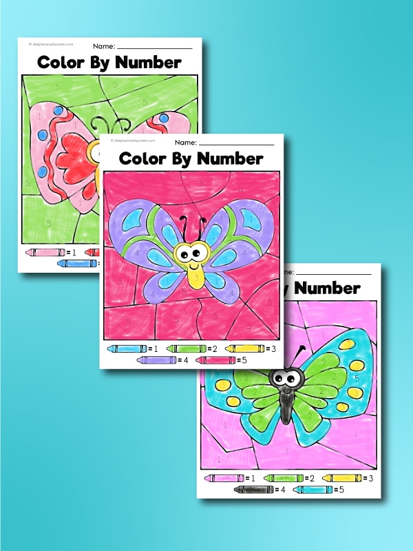 Engaging butterfly activity sheet to enhance counting skills through art Colorful Color by Number Butterfly worksheet for Pre-K students learning geometry