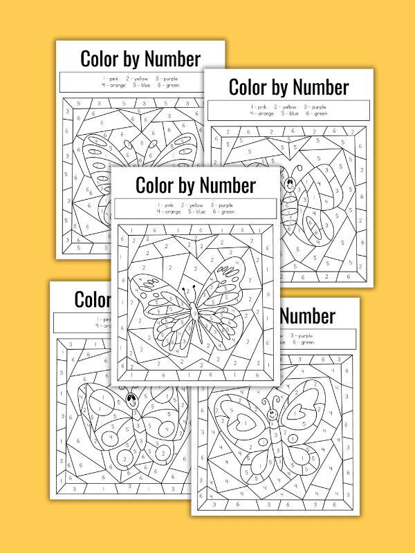 Color by Number Butterfly Geometry Worksheet 19 Pre-K butterfly color by number geometry worksheet for learning to count