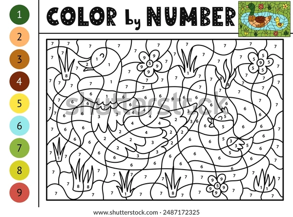 Pre-K students coloring a pair of ducks swimming in a pond for a number 16 math activity