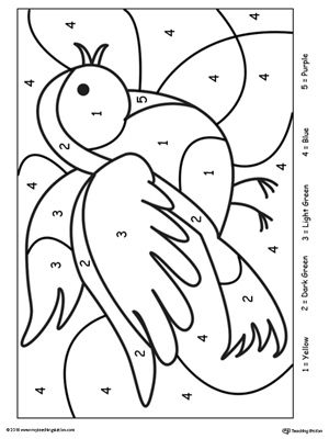 Colorful parrot illustration to color based on numbered sections in a fun educational activity Color-By-Number worksheet featuring a parrot for first graders to practice numbers and counting