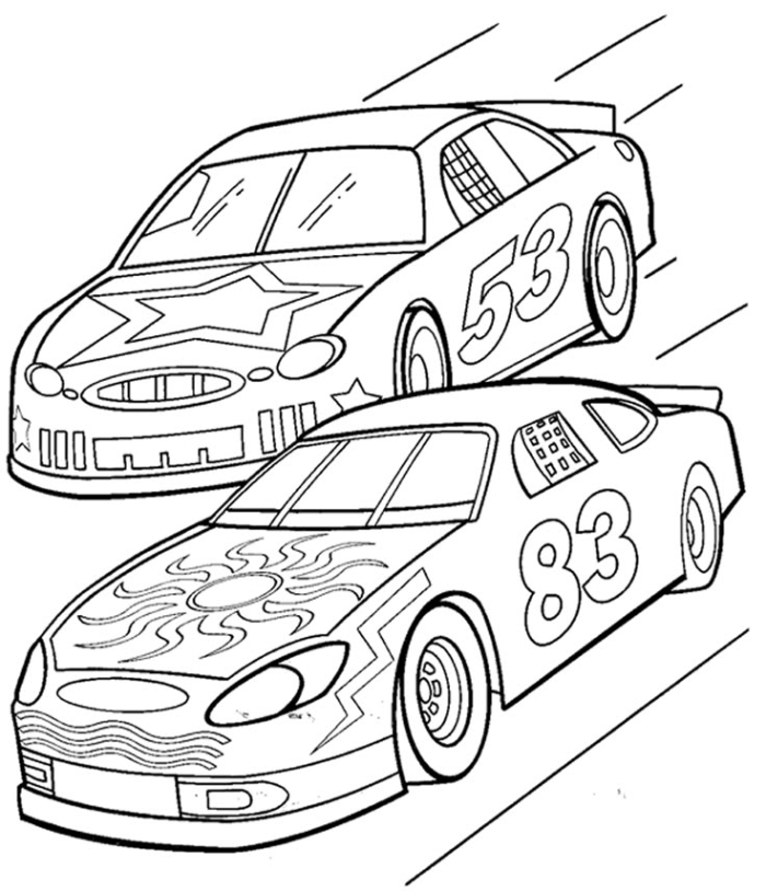 Color by Number worksheet featuring a vibrant race car for young learners