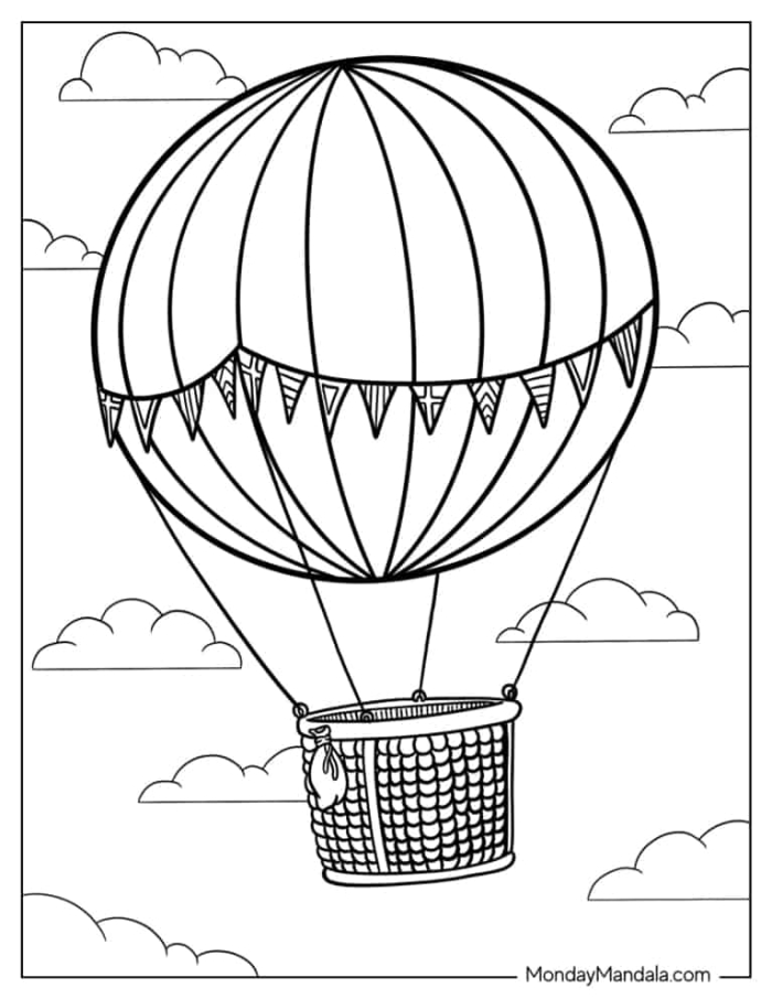 Color by number worksheet featuring colorful hot air balloons for Pre-K students