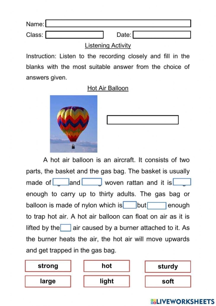 Fun coloring worksheet to enhance sight word recognition in young learners Color by sight word activity featuring a hot-air balloon for kindergarten geometry practice