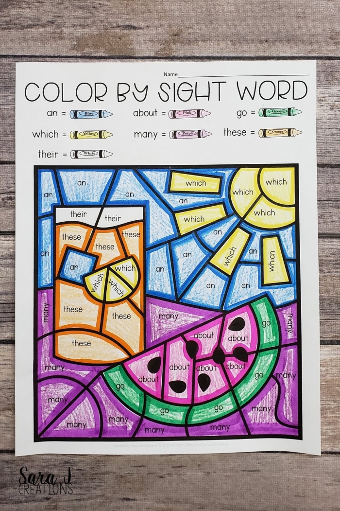 Engaging worksheet for practicing sight words while coloring a hot-air balloon Color by sight word activity featuring a colorful hot-air balloon for kindergarten geometry students