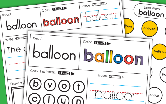 Fun coloring worksheet for sight word recognition with a hot-air balloon theme Color by sight words featuring a colorful hot-air balloon for kindergarten geometry practice