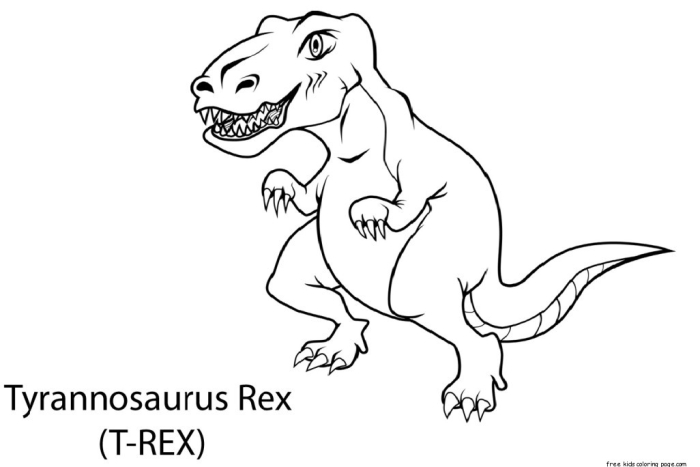 Coloring page featuring a fierce Tyrannosaurus Rex ready for action