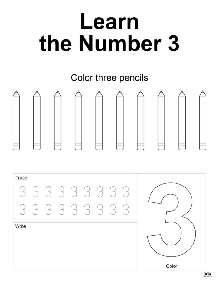Engaging Color the Flowers: Number 3 worksheet for early learners Colorful flower-themed worksheet for Pre-K students to practice identifying the number 3