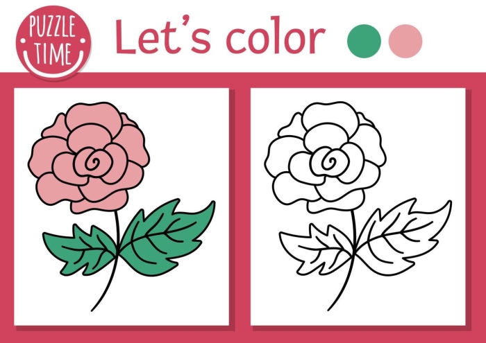 Coloring page featuring roses for kids to color, perfect for Valentine's Day activities