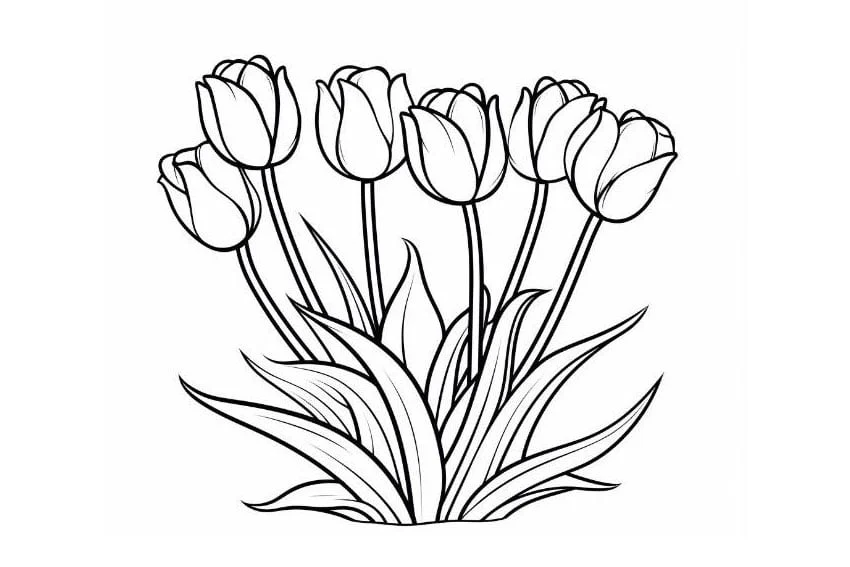 Coloring page featuring roses for young children to color, perfect for Valentine's Day activities
