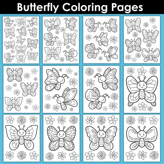 Kindergarten student coloring a butterfly worksheet with the word Springtime for science class