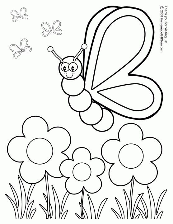Color the Springtime Butterfly worksheet for Kindergarten
