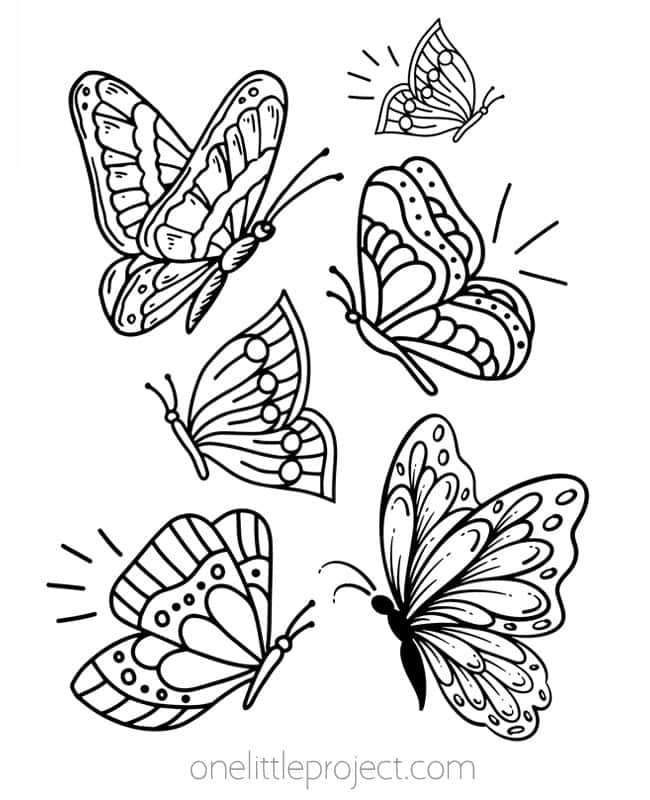 Color the Springtime Butterfly worksheet for Kindergarten