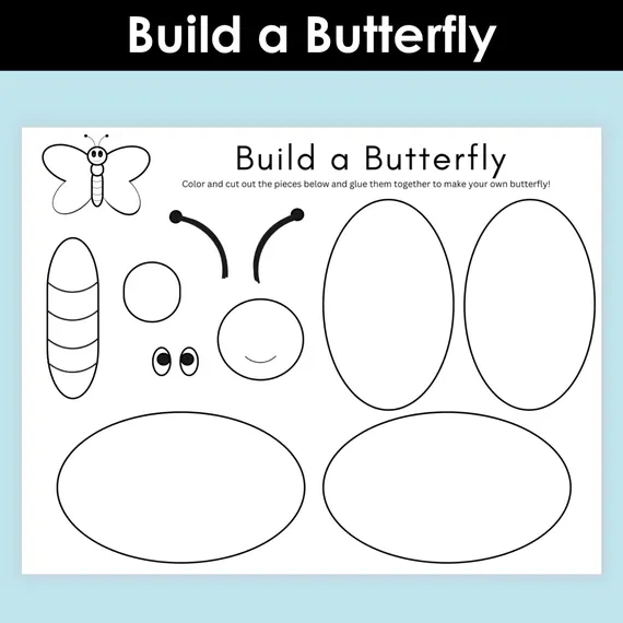 Color the Springtime Butterfly worksheet for Kindergarten