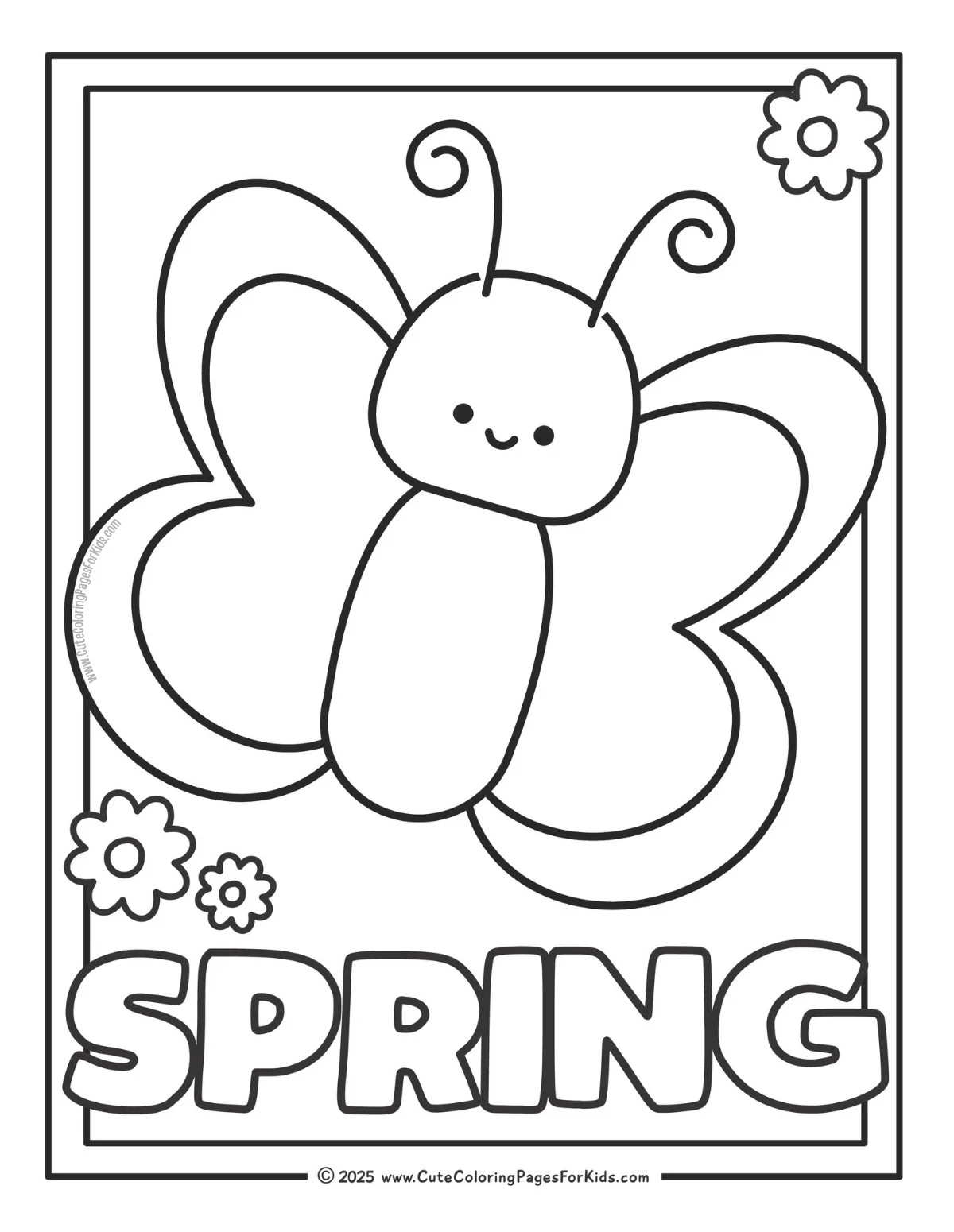 Color the Springtime Butterfly worksheet for Kindergarten