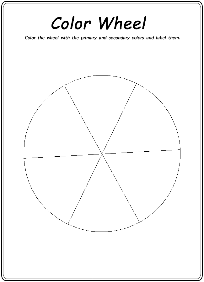 Color Wheel for Kids worksheet showcasing primary, secondary, and tertiary colors for third graders