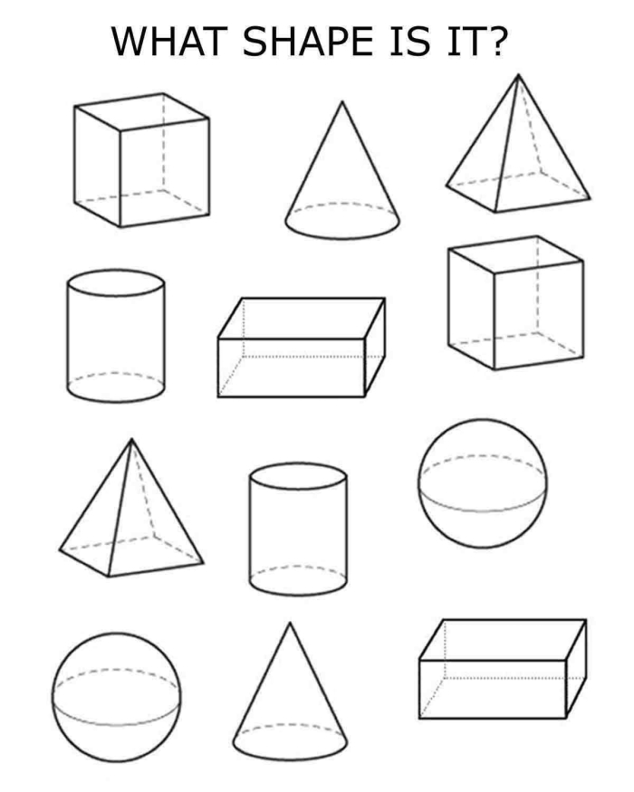 Engaging 3D Shapes in the World worksheet for young learners Colorful worksheet featuring 3D shapes in everyday objects for kindergarten phonics practice