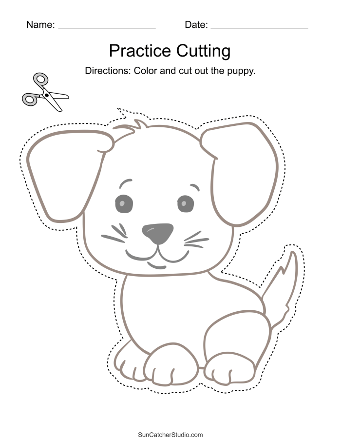Engaging cutting practice activity featuring an airplane soaring through the clouds Colorful airplane worksheet for preschool cutting practice in a sunny sky