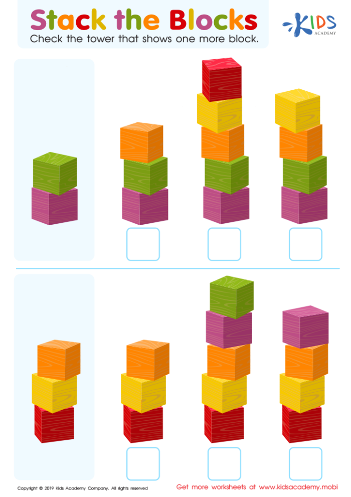 Earth and Space Science worksheet for First Grade Colorful Count and Add Blocks worksheet for first graders learning addition with two-digit and one-digit numbers. Engaging educational activity for young learners in Earth and Space Science.