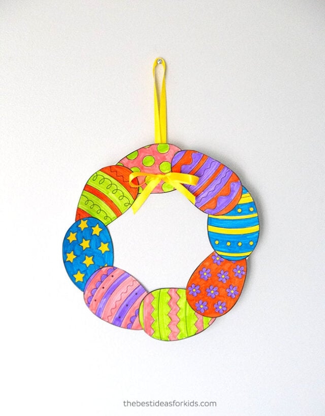 Alphabet worksheet for Kindergarten Colorful paper Easter egg worksheet for kindergarten students to cut and glue patterns. Fun Easter craft activity for young learners to celebrate the holiday.