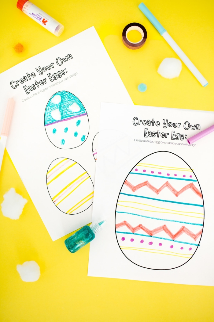 Alphabet worksheet for Kindergarten Colorful Paper Easter Egg worksheet for kindergarten students to practice cutting and gluing. Fun Easter craft activity for young learners to enhance their creativity.
