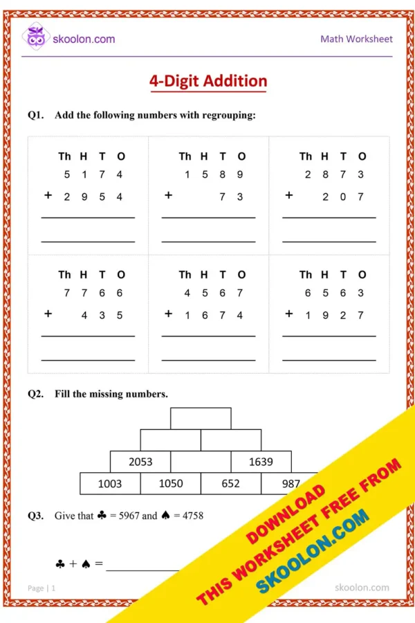 Life Science worksheet for Third Grade Colorful Easter-themed worksheet for practicing 4-digit addition and 3-digit numbers. Engaging math activity designed for third graders to enhance their skills.