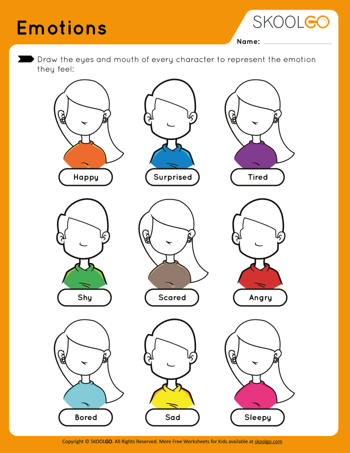 Colorful Range of Emotions worksheet for kindergarten students focusing on social emotional learning. Engaging resource to help children explore and express their feelings effectively.