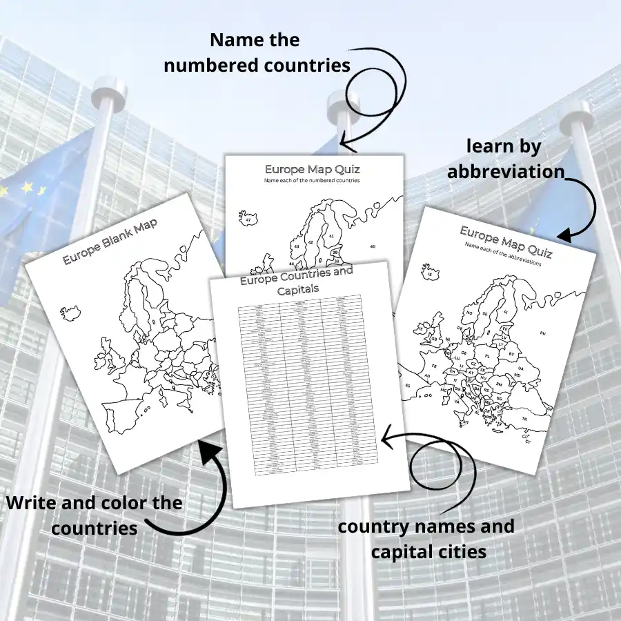 Explore Europe's top cities with this engaging map for young readers Colorful map of Europe highlighting major cities for a fourth-grade worksheet
