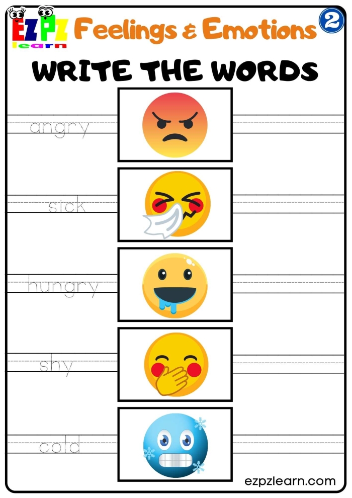 Colorful Senses and Feelings worksheet for preschoolers featuring fun illustrations