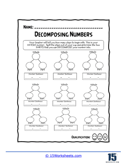 Geography worksheet for First Grade Colorful worksheet for first graders to practice composing and decomposing numbers within 20. Engaging activity sheet focused on number bonds and sentences for young learners.