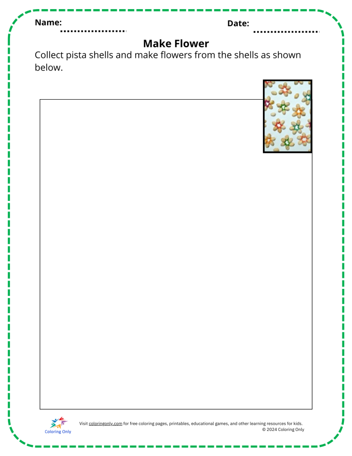 Complete a Flower Fill-In! activity sheet for Pre-K students Colorful flower fill-in worksheet for preschoolers to learn about flower parts