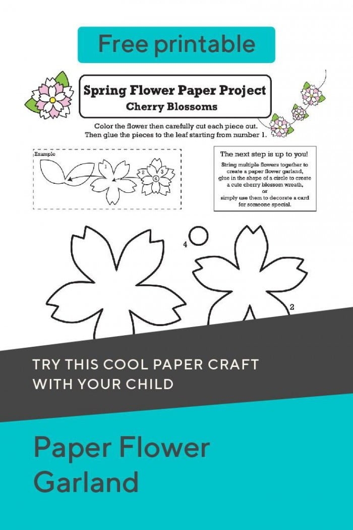 Colorful paper flower garland printable worksheet for third graders